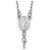 14k White Gold Polished Crucifix and Miraculous Medal with 3mm Mirror Beads 24 inch Rosary Necklace