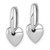 14k White Gold Polished Dangle Puffed Heart Hinged Hoop Earrings