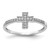 14k White Gold Polished Diamond Cross Ring