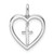 14K White Gold Polished Diamond Heart Dangle Cross Pendant