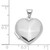 14k White Gold Polished Domed Plain 18mm Heart Locket