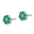 14k White Gold Polished Emerald and Diamond Post Earrings