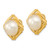14k 13-14mm White Mabe Saltwater Cultured Pearl Omega Back Earrings - XM-2EFF7221-5877