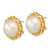 14k 13-14mm White Mabe Saltwater Cultured Pearl Omega Back Earrings - XM-A44D1031-4838