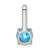 14k White Gold Round Blue Topaz and Diamond Pendant