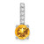 14k White Gold Round Citrine and Diamond Pendant