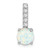 14k White Gold Round Created Opal and Diamond Pendant