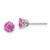 14k White Gold Round Created Pink Sapphire Earrings - EM-71134129-2003