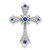 14k White Gold Sapphire and Diamond Fleur de Lis Cross Chain Slide