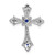 14k White Gold Sapphire and Diamond Fleur de Lis Cross Chain Slide