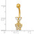 14k 14 Gauge Polished and Beaded CZ Dangling Butterfly Navel Ring