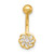 14K 14 Gauge Polished CZ Flower Navel/Belly Ring