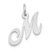 14k White Gold Small Fancy Script Letter M Initial Charm