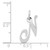 14k White Gold Small Fancy Script Letter N Initial Charm