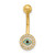 14K 14 Gauge Polished Multi-color CZ Evil Eye Navel/Belly Ring