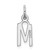 14K White Gold Small Slanted Block Letter M Initial Charm