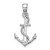 14K White Gold Solid Polished 3-D Anchor Pendant
