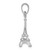 14k White Gold Solid Polished 3-D Eiffel Tower Charm