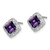 14k White Gold Square Amethyst and Diamond Earrings