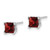 14k White Gold Square Garnet Earrings