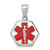 14K White Gold Textured Back Enameled Medical Disk Pendant