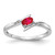 14k White Polished Oval Diamond Ruby Bypass Ring