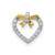 14k White w/ Yellow Rhod Polished 1/10ct. Diamond Heart w/ Bow Chain Slide
