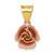 14k with Rose-tone Rhodium Brushed Rose Flower Pendant