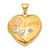14K with White and Rose Rhodium LOVE Rose and Diamond Star 19mm Heart Locket