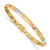 14K with White and Rose Rhodium Polished and Satin Diamond-cut 5.00mm Flexible Round Bangle Bracelet