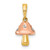 14k with White Rhodium and Rose-plating Polished 3-D Mushroom Charm