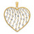 14k with White Rhodium Diamond-cut Large Heart Pendant
