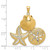 14k with White Rhodium Diamond-cut Scallop Starfish Sand Dollar Charm
