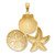 14k with White Rhodium Diamond-cut Scallop Starfish Sand Dollar Charm