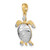 14K with White Rhodium Polished 3-D Moveable Sea Turtle Charm