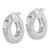 14K with White Rhodium Polished and Diamond-cut 4.00mm x 18mm Square Tube Round Hoop Earrings