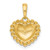14k with White Rhodium Polished Domed Heart Charm Pendant