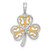 14k with White Rhodium Polished Fancy 3-Leaf Clover Charm