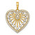 14k with White Rhodium Polished Fancy Cut-out Heart Pendant