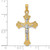 14k with White Rhodium Polished Fleur de Lis INRI Crucifix Cross Pendant - XR-38DC9FB5-3314