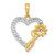 14k with White Rhodium Polished Flower On Heart Pendant