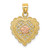 14k Yellow and Rose Gold Flower In Heart Basket Charm