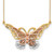 14k Yellow and Rose Gold with White Rhodium Large Filigree Butterfly 17 inch Necklace