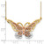 14k Yellow and Rose Gold with White Rhodium Large Filigree Butterfly 17 inch Necklace