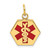 14k 15mm Hexagon Red Enameled Medical Jewelry Pendant