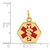 14k 15mm Hexagon Red Enameled Medical Jewelry Pendant