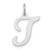 14KW White Gold Script Letter T Initial Charm