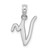 14KW White Gold Script Letter V Initial Pendant - K6-65AC3AB8-7947