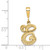 14KY Polished Script Filigree Letter E Initial Pendant