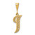 14KY Polished Script Filigree Letter I Initial Pendant